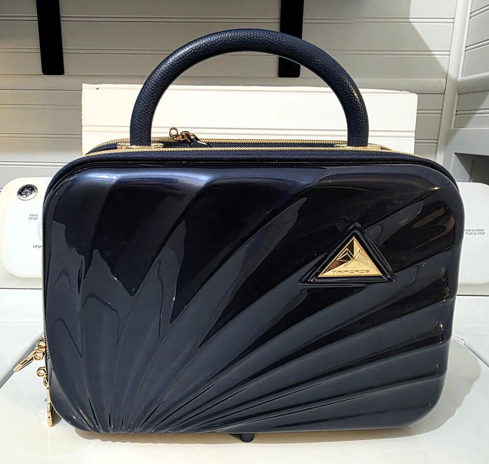 Triforce Elite Travelware Hardside Beauty Zipper Case Blue Luggage Makeup Bag